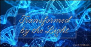 evolving human DNA strands being transformed by Light