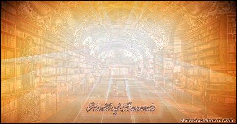 Great Ancient Wisdom Hall of Records golden lighted books