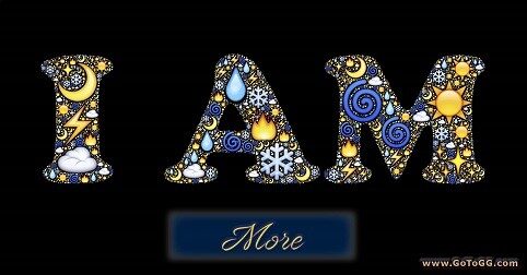 I Am More text image with sun, moon, stars, by Genevieve Gerard