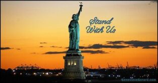 statue of liberty standing tall and bright with title Stand With Us