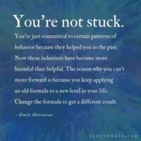 You're not stuck. You're just committed to certain patters of behavior quote